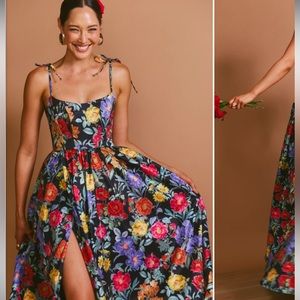 NWT SMYM JULIET MAXI DRESS - CHARM PEONY BLACK TAFFETA